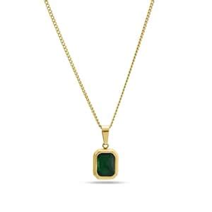 PALMONAS Everyday Exquisite Green Stone Gold Necklace for Womens ...