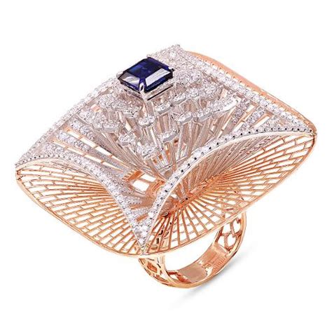 Sofia Glazing Cubic Zirconia Studded Gold Cocktail Ring