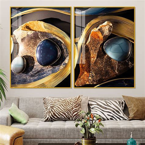 Premium Marble Stone Textural Art Acrylic Floating Wall Painting Set O ...