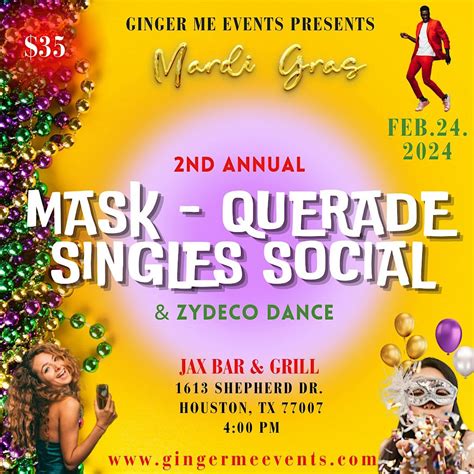 2nd Annual "Mask - Querade" Singles Social, Jax Grill, Shepherd Drive ...
