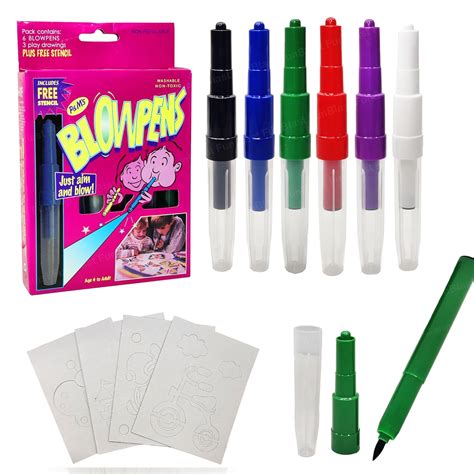 FunBlast Blow Pens - Magical Coloring Spray Blow Pens for Kids Children ...