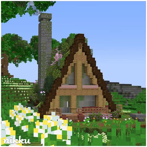 Flower Field A-Frame - Minecraft House Design