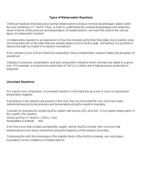 01 Types of Metamorphic Reactions - Types of Metamorphic Reactions ...