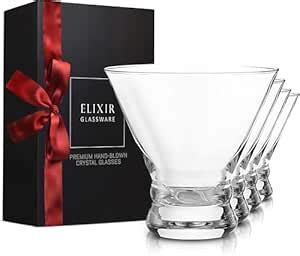 ELIXIR GLASSWARE Stemless Martini Glasses Set of 4 - Hand Blown Crystal ...
