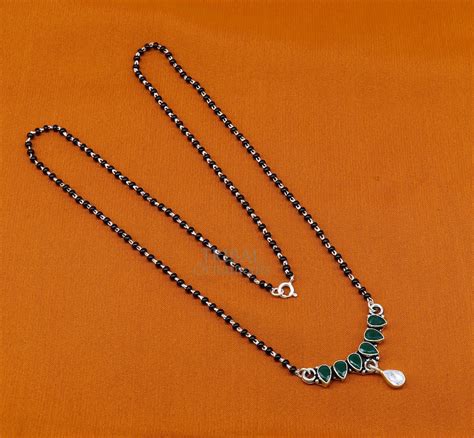 Buy 925 Sterling Silver Black Beads Chain Trendy Necklace, Gorgeous ...