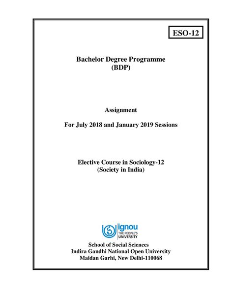 ESO 12 - Assignment for eso12 - ESO-12 Bachelor Degree Programme (BDP ...