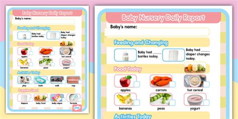 Baby Nursery Dramatic Play Daily Report Form (teacher made)