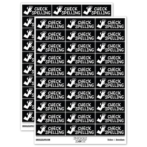 Check Spelling Teacher Student School Sticker Set - Black - Matte ...