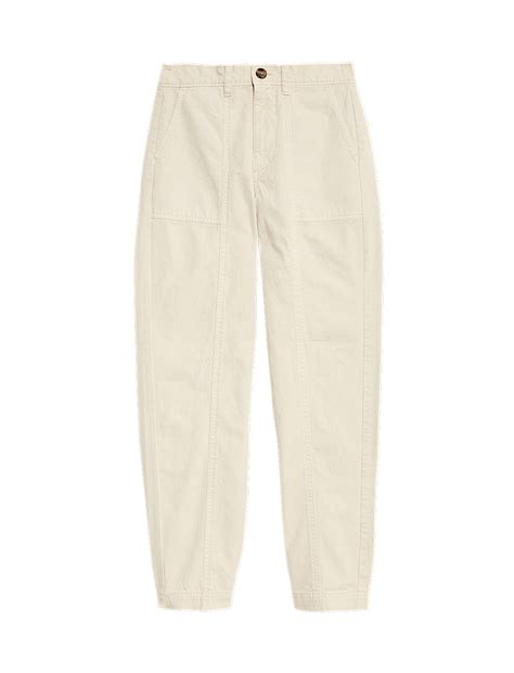 Buy Pure Cotton High Waisted Slim Fit Trousers at Marks & Spencer