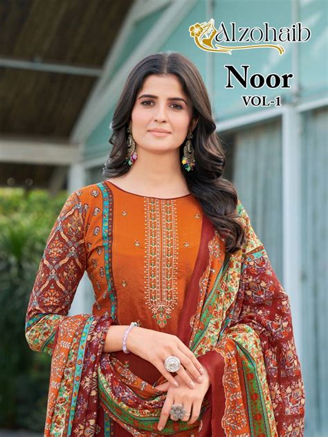 Alzohaib Noor Vol 1 Pakistani Suits Cotton Dupatta Collection