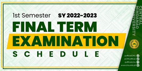Final Term Examination Schedule, 1st Semester S.Y. 2022-2023 – Central ...