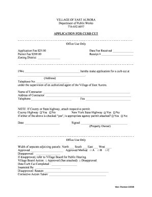 Fillable Online east-aurora ny BApplicationb for Curb Cut - Village of ...