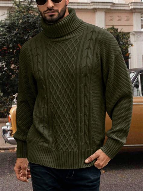 Men's Turtleneck Long Sleeve Sweater in 2024 | Sweater outfits men ...