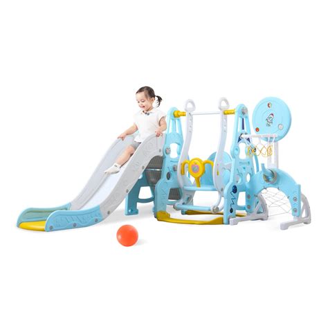 Buy Toddler Slide and Swing Set 6 in 1 Toddler Playground with Swing ...