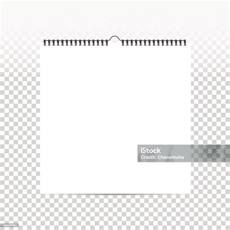 Blank White Square Calendar Template Vector Mock Up With Spiral On ...