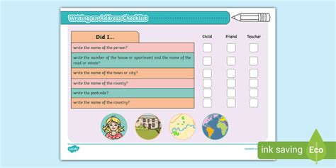 Writing an Address KS1 Checklist - Twinkl - KS1 - Twinkl
