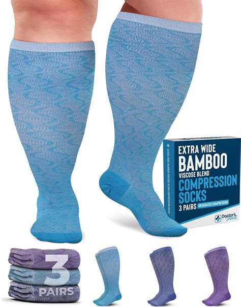 Amazon.com: Doctor's Select 3 Pairs Plus Size Compression Socks Wide ...