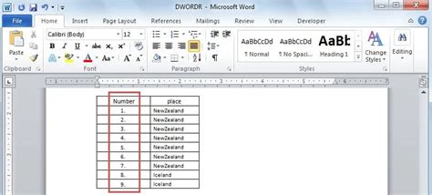 Image result for Automatically Number Rows Table Word