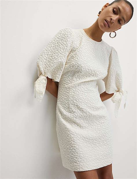 Buy Jacquard Tie Detail Mini Shift Dress at Marks & Spencer