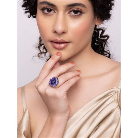 Buy Indya Gold Druzy Stone Adjustable Ring Online