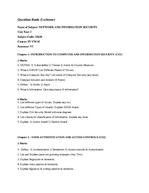 NIS 22620 QB 250120 - Nis imp questions - Question Bank (I scheme) Name ...