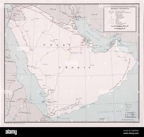 Map of Arabian Peninsula ca. 1964 Stock Photo - Alamy