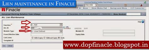 Account Maintenance Lien in DOP Finacle