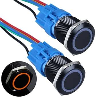 DMWD 2PCS 22MM Latching Push Button Switch Ring Led 12V-24V Self ...