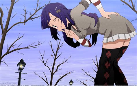 Download Thigh Highs Pink Eyes Purple Hair Long Hair Wink Zange ...