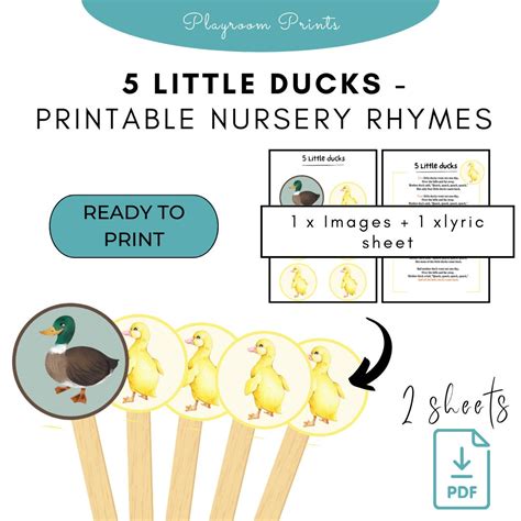 5 Little Ducks Props and Lyric Sheet - Download and Printable ...