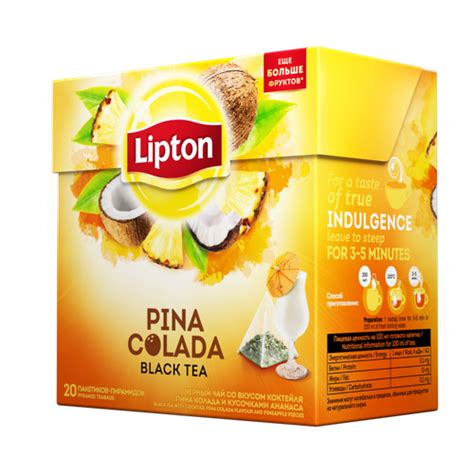 Lipton Pina Colada Black Tea 20 tea pyramids 1 3 6 India | Ubuy