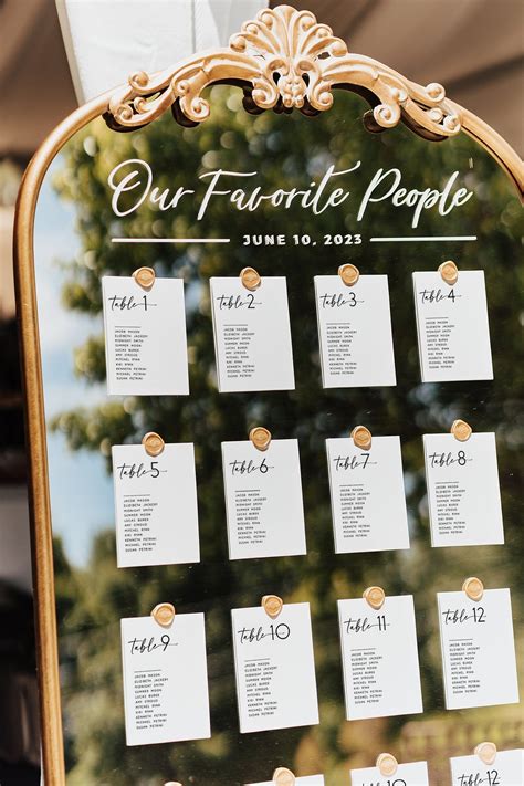 Wedding seating chart template modern minimalist wedding mirror table ...