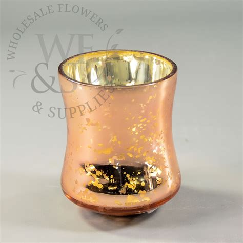 Rose Gold Mercury Glass Candle Holder | Wholesale Flowers & Supplies