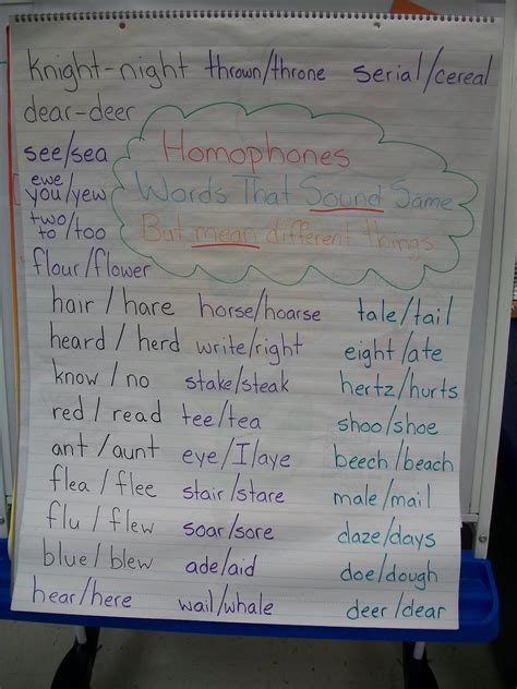 Image result for Homophones Chart