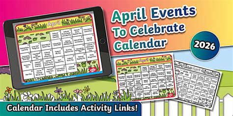 Homeschool April Events Calendar With Fun Activities