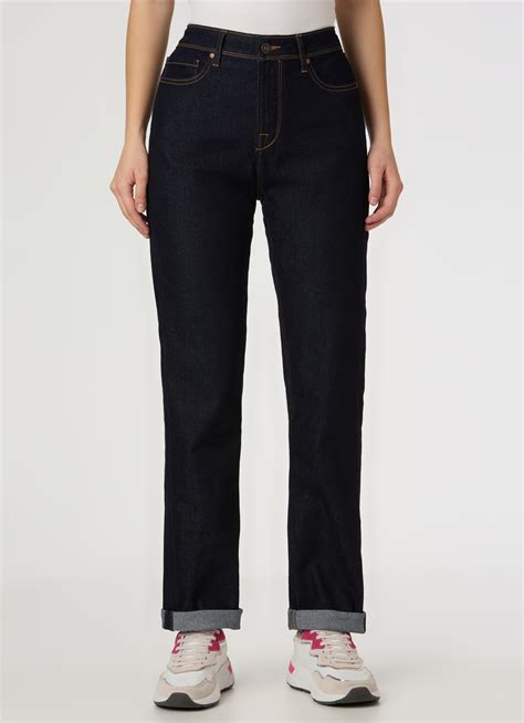 Women Dark Blue High Rise Straight Fit Stretchable Jeans | Pepe Jeans India
