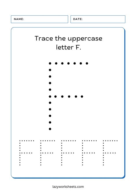 Trace the Letter F | Alphabet Tracing | Lazy Worksheets