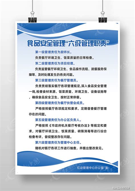 蓝色食品安全管理六级管理职责制度图片下载_红动中国