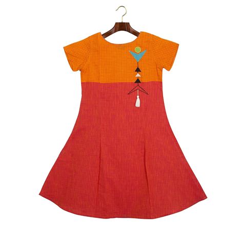 Buy KRISHYA Round Neck Regular Fit Short Sleeve Cotton Umbrella Kurta ...