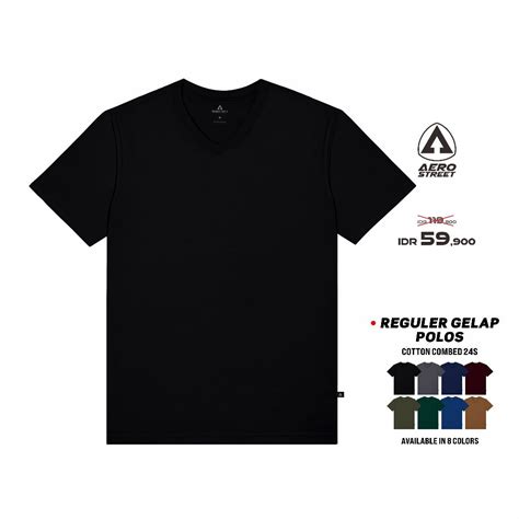Jual Aerostreet T Shirt Reguler V Neck Polos Reguler Gelap Kaos KAVAA ...
