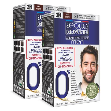 Aequo Organic Cream Hair Colour for Men- 170ml - 3N Dark Brown ...