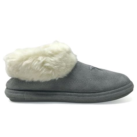 Womens Slipper Boots Hard Sole Fur Lined Warm Ladies Winter Indoor ...