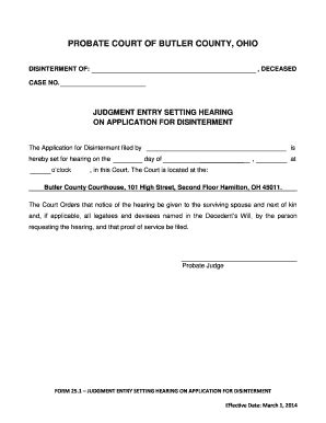 Fillable Online butlercountyprobatecourt ON APPLICATION FOR ...
