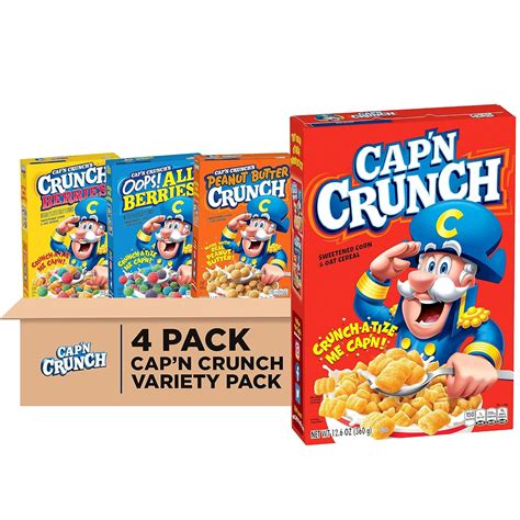 Quaker Cap'n Crunch Breakfast Cereal, 4 Flavor Variety Pack, (4 Pack ...