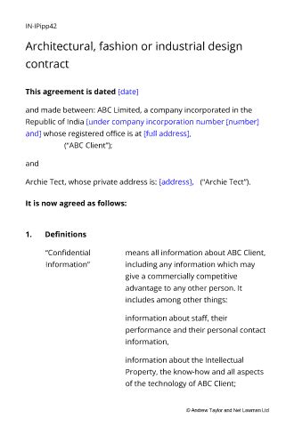 Design Contract: Architectural, Fashion Or Industrial Design