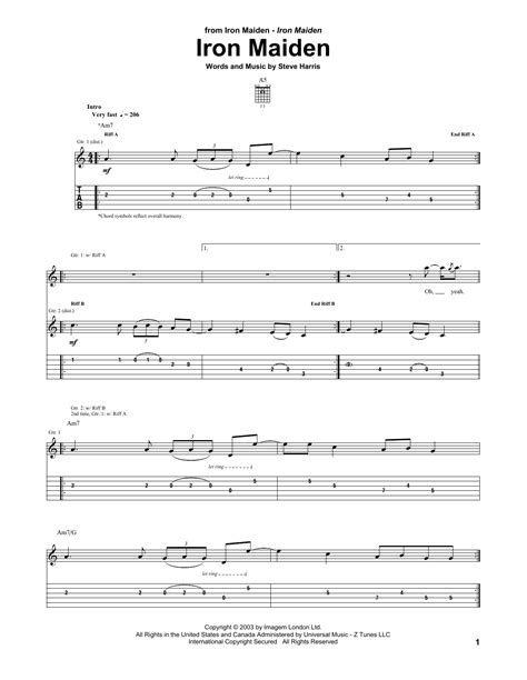 Iron Maiden by Iron Maiden - Guitar Tab - Guitar Instructor