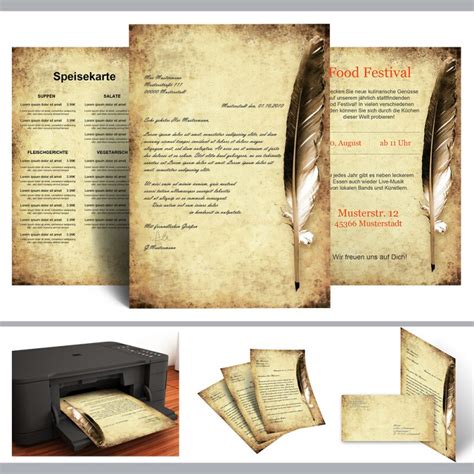 Stationery motif-paper sets Background QUILL ON OLD PAPER Antique & H