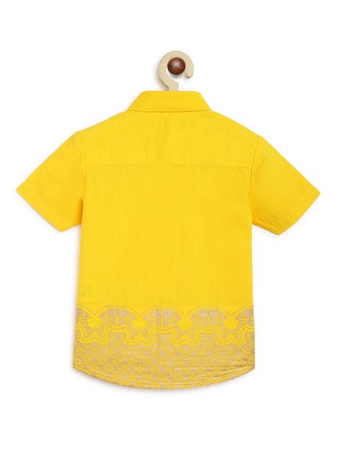 Boys Panel Gold Print Shirt-Yellow – Tiber Taber Kids