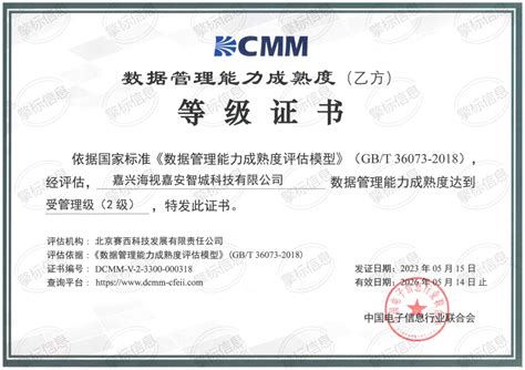 嘉兴海视嘉安智城科技顺利通过DCMM认证
