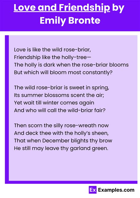 Love and Friendship Poem by Emily Brontë to Download